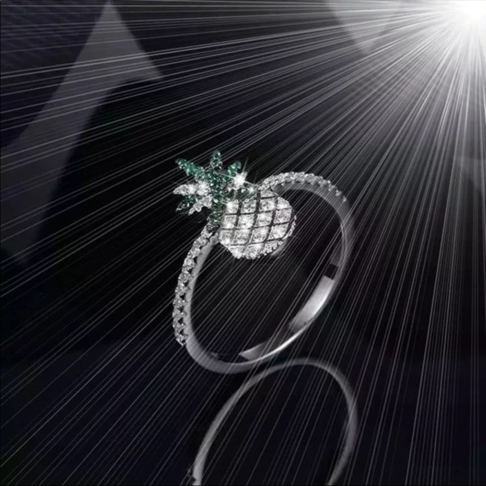 New 925 Cute Fruit Pineapple Cubic Zircon Ring - Picture 5 of 7